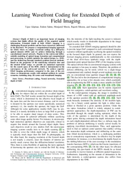 Learning Wavefront Coding for Extended Depth of Field Imaging