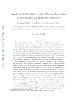 Private Set Intersection: A Multi-Message Symmetric Private Information
  Retrieval Perspective