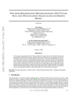 Non-rigid Registration Method between 3D CT Liver Data and 2D Ultrasonic
  Images based on Demons Model
