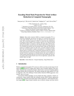 Encoding Metal Mask Projection for Metal Artifact Reduction in Computed
  Tomography
