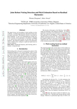 Joint Robust Voicing Detection and Pitch Estimation Based on Residual
  Harmonics