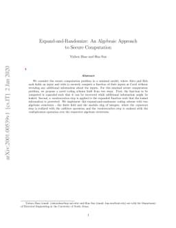 Expand-and-Randomize: An Algebraic Approach to Secure Computation
