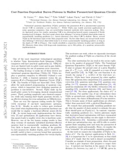 Cost Function Dependent Barren Plateaus in Shallow Parametrized Quantum
  Circuits