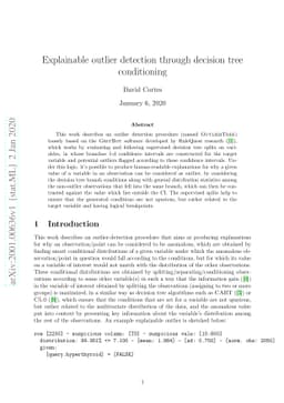 Explainable outlier detection through decision tree conditioning