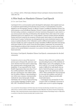 A Pilot Study on Mandarin Chinese Cued Speech