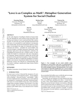 "Love is as Complex as Math": Metaphor Generation System for Social
  Chatbot