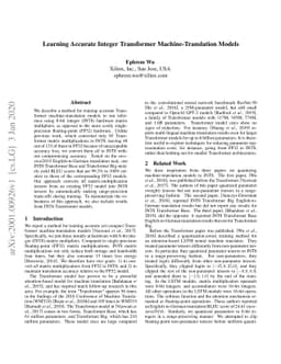 Learning Accurate Integer Transformer Machine-Translation Models