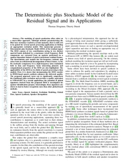 The Deterministic plus Stochastic Model of the Residual Signal and its
  Applications