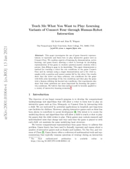 Teach Me What You Want to Play: Learning Variants of Connect Four
  through Human-Robot Interaction