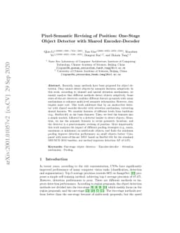 Pixel-Semantic Revise of Position Learning A One-Stage Object Detector
  with A Shared Encoder-Decoder
