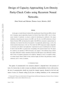 Design of Capacity-Approaching Low-Density Parity-Check Codes using
  Recurrent Neural Networks
