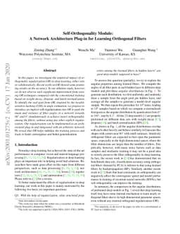 Self-Orthogonality Module: A Network Architecture Plug-in for Learning
  Orthogonal Filters