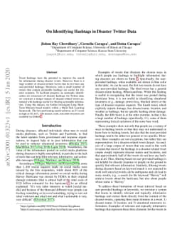 On Identifying Hashtags in Disaster Twitter Data