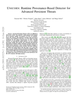 UNICORN: Runtime Provenance-Based Detector for Advanced Persistent
  Threats