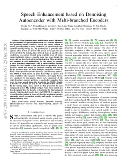 Speech Enhancement based on Denoising Autoencoder with Multi-branched
  Encoders