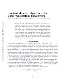 Gradient descent algorithms for Bures-Wasserstein barycenters