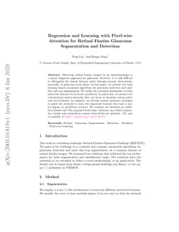 Regression and Learning with Pixel-wise Attention for Retinal Fundus
  Glaucoma Segmentation and Detection