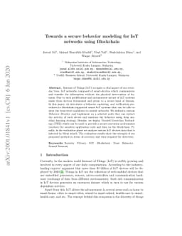 Towards a secure behavior modeling for IoT networks using Blockchain