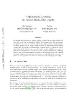 Reinforcement Learning via Fenchel-Rockafellar Duality