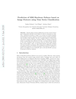 Prediction of MRI Hardware Failures based on Image Features using Time
  Series Classification