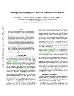 Multipurpose Intelligent Process Automation via Conversational Assistant