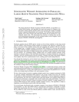 Stochastic Weight Averaging in Parallel: Large-Batch Training that
  Generalizes Well