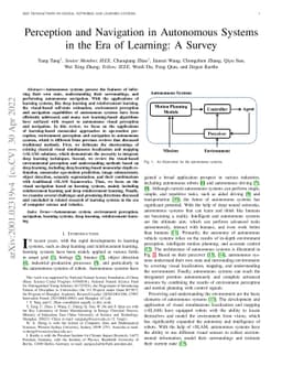 Perception and Navigation in Autonomous Systems in the Era of Learning:
  A Survey