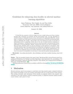 Guidelines for enhancing data locality in selected machine learning
  algorithms