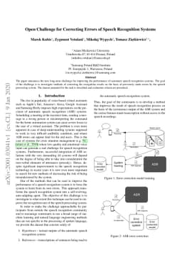 Open Challenge for Correcting Errors of Speech Recognition Systems