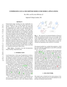Compression of descriptor models for mobile applications