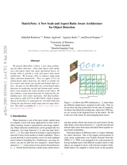 MatrixNets: A New Scale and Aspect Ratio Aware Architecture for Object
  Detection
