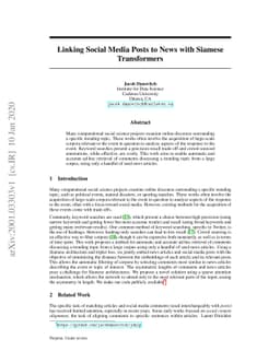 Linking Social Media Posts to News with Siamese Transformers