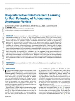 Deep Interactive Reinforcement Learning for Path Following of Autonomous
  Underwater Vehicle