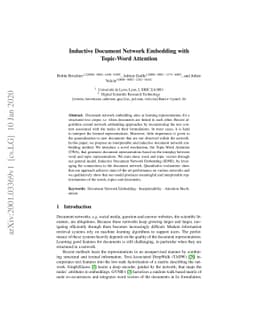 Inductive Document Network Embedding with Topic-Word Attention
