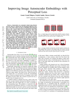 Improving Image Autoencoder Embeddings with Perceptual Loss