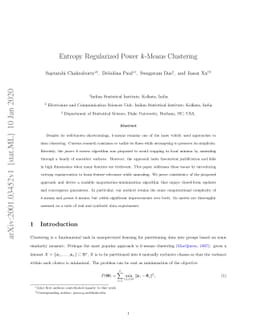 Entropy Regularized Power k-Means Clustering