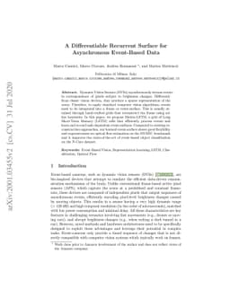A Differentiable Recurrent Surface for Asynchronous Event-Based Data