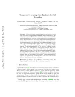 Compressive sensing based privacy for fall detection