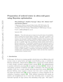 Preparation of ordered states in ultra-cold gases using Bayesian
  optimization