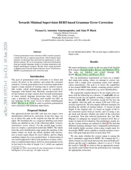 Towards Minimal Supervision BERT-based Grammar Error Correction