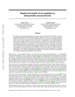 Biophysical models of cis-regulation as interpretable neural networks