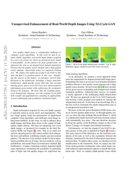Unsupervised Enhancement of Real-World Depth Images Using Tri-Cycle GAN