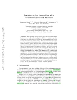 Few-shot Action Recognition with Permutation-invariant Attention