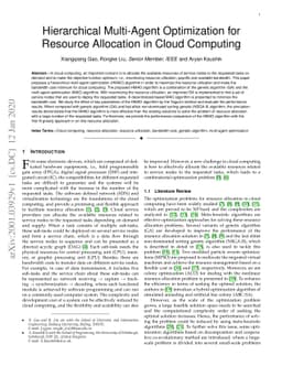 Hierarchical Multi-Agent Optimization for Resource Allocation in Cloud
  Computing