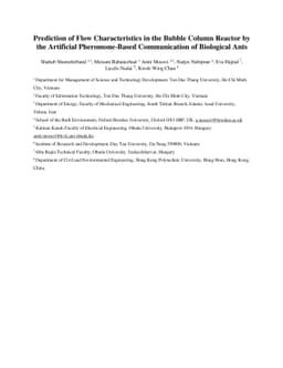 Prediction of flow characteristics in the bubble column reactor by the
  artificial pheromone-based communication of biological ants