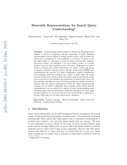 Shareable Representations for Search Query Understanding