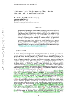 Unsupervised Audiovisual Synthesis via Exemplar Autoencoders