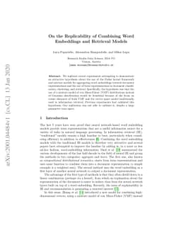 On the Replicability of Combining Word Embeddings and Retrieval Models