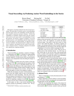 Visual Storytelling via Predicting Anchor Word Embeddings in the Stories