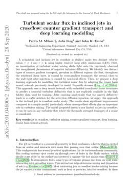 Turbulent scalar flux in inclined jets in crossflow: counter gradient
  transport and deep learning modelling